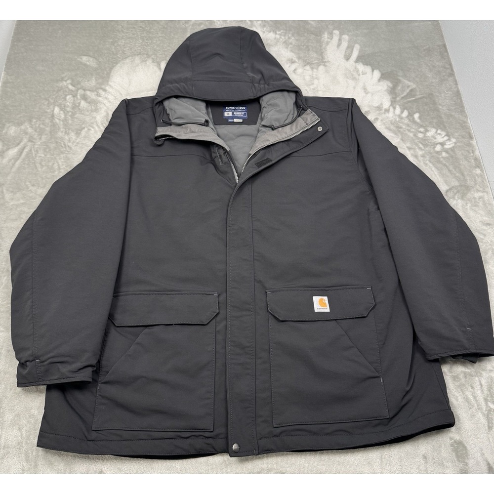 Carhartt Super Dux Coat Mens 3XL Black Insulated Quilted Work Jacket Winter Snow